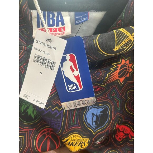 NWT NBA x Staple All Teams Fusion Fleece Pullover Hoodie Black Sz S MSRP $80 - Picture 3 of 5